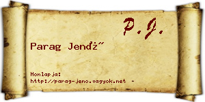 Parag Jenő névjegykártya